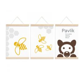 Pieris design Plakáty k narození miminka - Medvídek a včelky