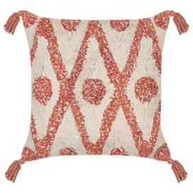 Bavlněný polštář se střapci 45 x 45 cm béžový/oranžový HICKORY
