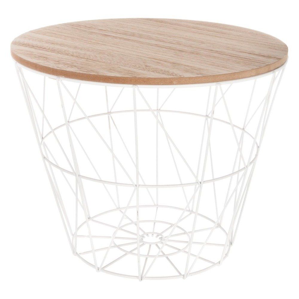 Atmosphera Odkládací stolek s úložným prostorem a dřevěným víkem, bílý - EMAKO.CZ s.r.o.