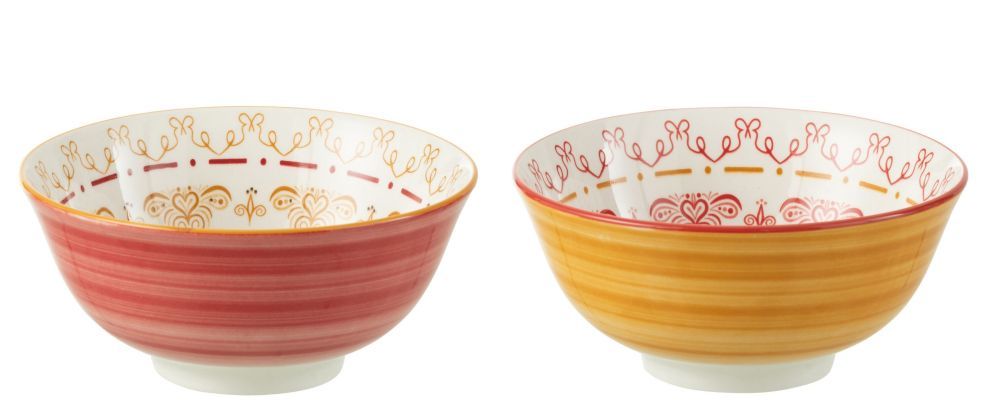 Set 2ks barevná porcelánová miska Bowl Jam - Ø15*7cm/ 570ml J-Line by Jolipa - LaHome - vintage dekorace