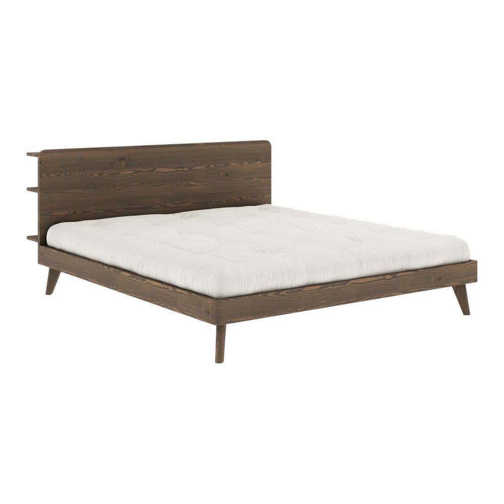 Hnědá dvoulůžková postel z borovicového dřeva s roštem 180x200 cm Retreat – Karup Design - Bonami.cz