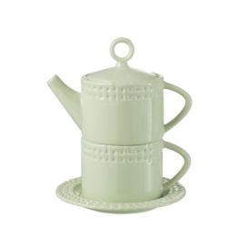 Zelený keramický Tea for One Hella Pastel Green - 18*16*22 cm J-Line by Jolipa