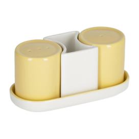Žlutý porcelánový set slánky a pepřenky Kave Home Midori