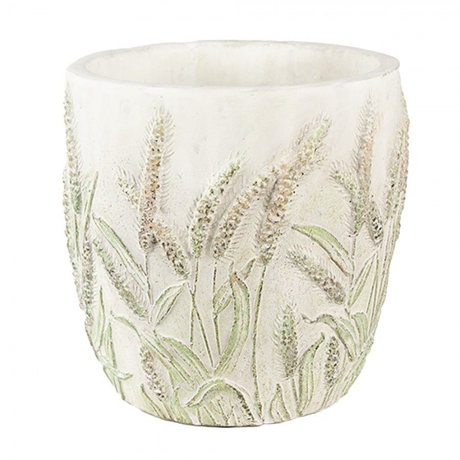 Cementový obal na květináč s jitrocelem Plantain S - Ø13*13 cm Clayre & Eef - LaHome - vintage dekorace