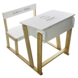 Atmosphera Dřevěný bílý stoleček se židličkou pro děti, 79x58x64 cm