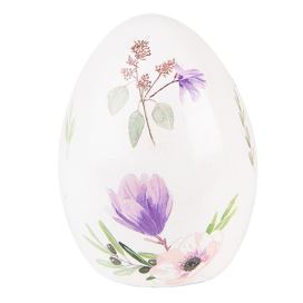 Dekorace keramické vajíčko s barevnými květy - 7*7*10 cm Clayre & Eef