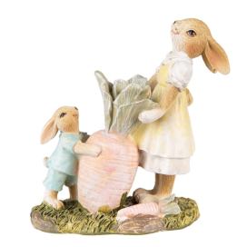 Velikonoční dekorace králíci tahající mrkev - 12*6*13 cm Clayre & Eef