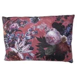 Růžový květovaný polštář s výplní - 60*40*4 cm Clayre & Eef LaHome - vintage dekorace