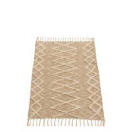 Béžový bavlněný kobereček Zita s třásněmi - 105*61 cm J-Line by Jolipa