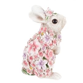 Dekorativní soška králíček posetý květinami - 16*35*25cm Clayre & Eef LaHome - vintage dekorace