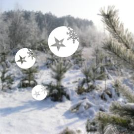 Pieris design Koule s vločkou a hvězdou - samolepky na okno bílá