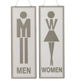 2ks závěsná kovová cedule Men Women, Femmes Hommes - 16*46 cm J-Line by Jolipa