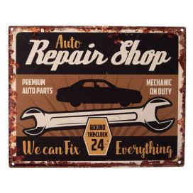 Nástěnná kovová cedule Auto Repair Shop - 25*1*20 cm Clayre & Eef