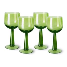 Set 4ks zelená lim sklenice na víno na nízké noze The Emeralds - Ø 8*11cm/ 250ml HKLIVING