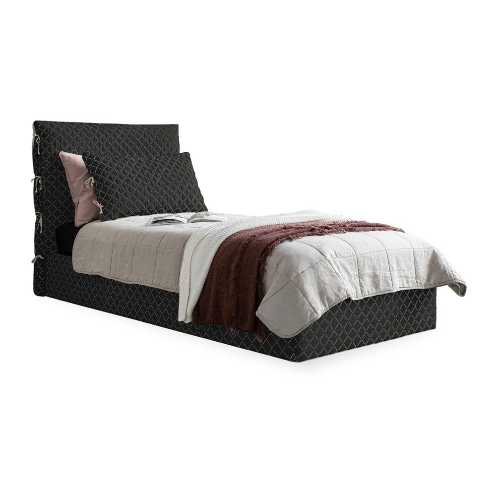 Černá čalouněná jednolůžková postel s úložným prostorem s roštem 90x200 cm Sleepy Luna – Miuform - Bonami.cz