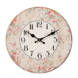Béžové antik nástěnné hodiny s růžemi Rose I – Ø 28*3cm/ 1*AA Ambiente