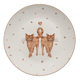 Porcelánový dezertní talíř s kočičkami Kitty Cats - Ø 20*2cm Clayre & Eef