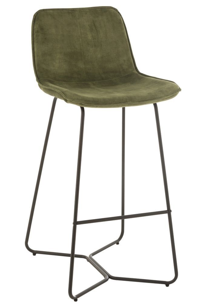 Zelená sametová barová stolička Barchair Isabel Green - 57*48*103cm J-Line by Jolipa - LaHome - vintage dekorace