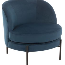 Modré sametové kulaté křeslo Lounge chair Jammy Blue - 71*67*66cm J-Line by Jolipa