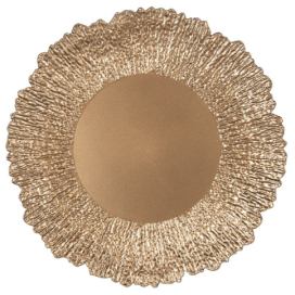 Zlatý servírovací talíř se zdobným okrajem ve tvaru květu - Ø 33*2 cm Clayre & Eef