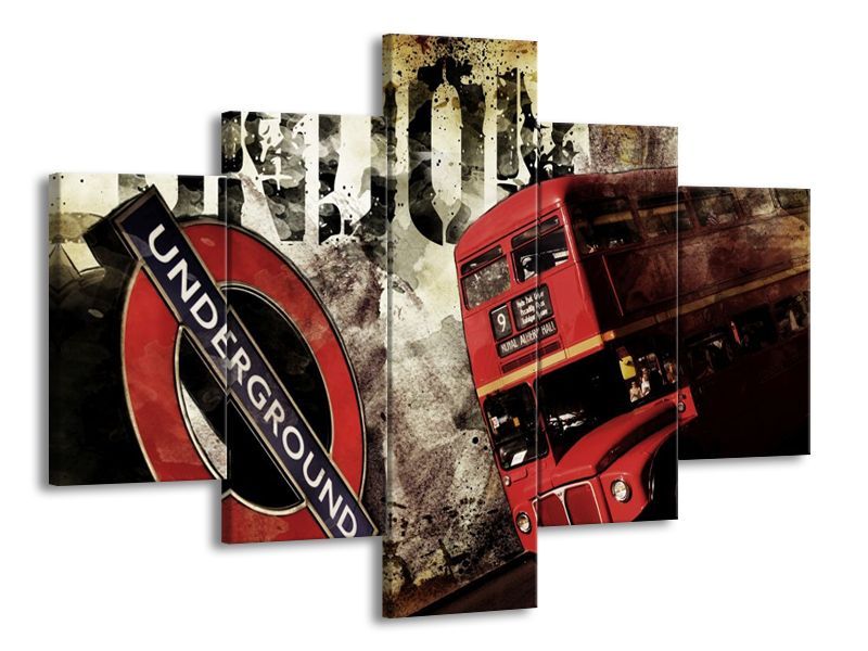 Vícedílný obraz Červený autobus a metro Londýna 90X603PCS - LEDobrazy.cz
