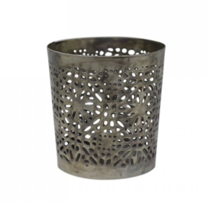 Mosazný antik kovový svícen na čajovou svíčku - Ø 6,5*7 cm Chic Antique - LaHome - vintage dekorace