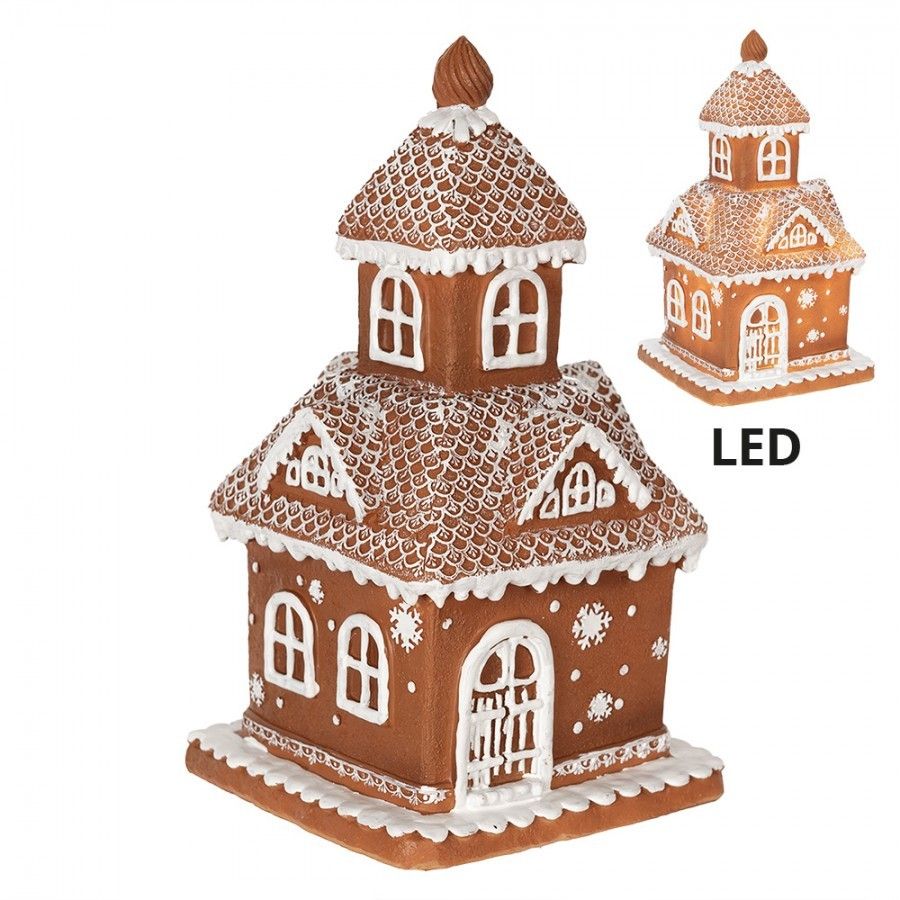 Vánoční perníková chaloupka s Led světýlky Gingerbread House - 14*14*25cm/ 3*AAA Clayre & Eef - LaHome - vintage dekorace