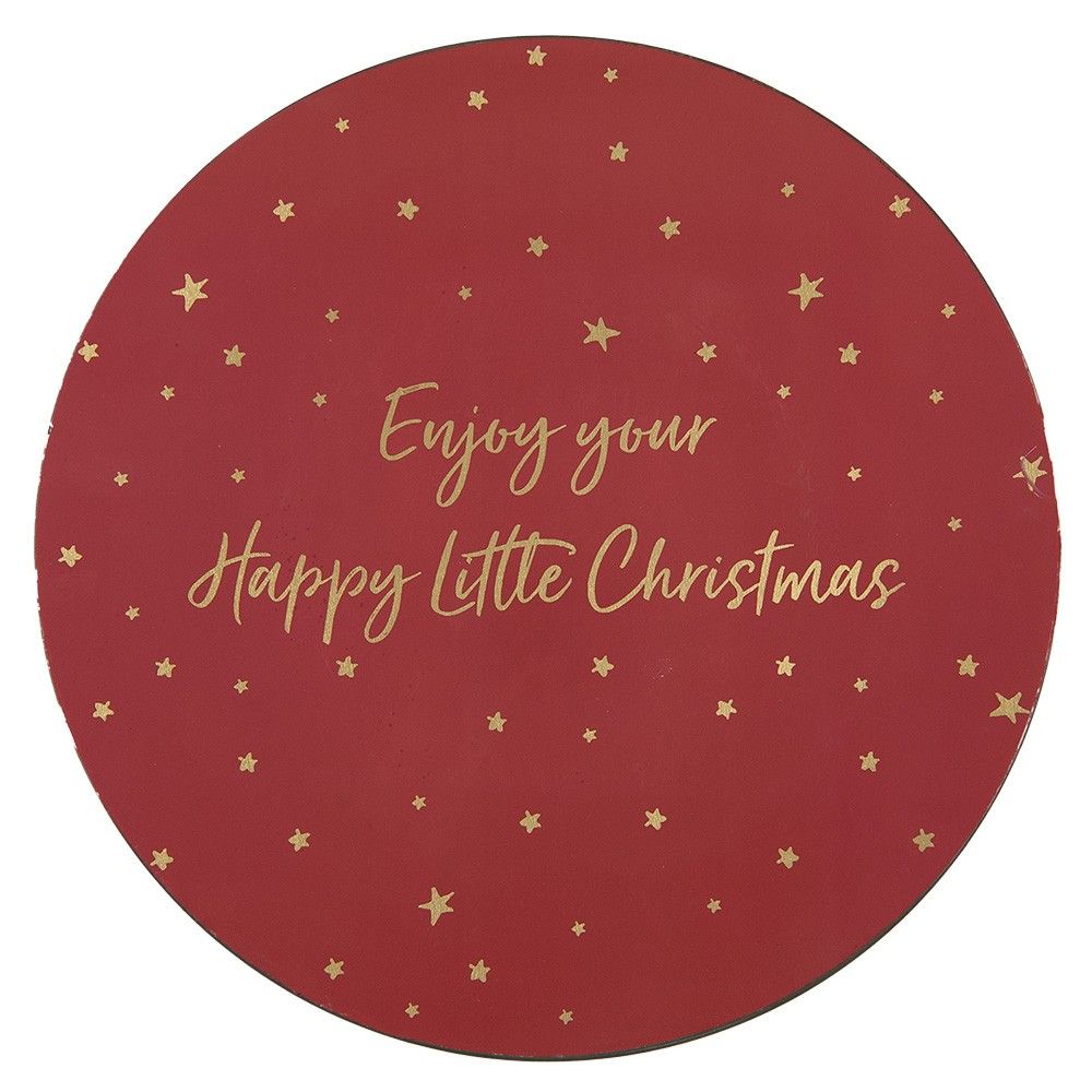 Červený servírovací talíř s hvězdičkami Happy Little Christmas - Ø 33*1 cm Clayre & Eef - LaHome - vintage dekorace