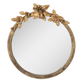 Zlaté antik nástěnné kovové zrcadlo s květy Rissoa - 39*5*44 cm Clayre & Eef LaHome - vintage dekorace