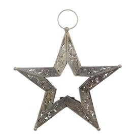Bronzový antik kovový svícen ve tvaru hvězdy na čajovou svíčku - 28*6*28cm Chic Antique