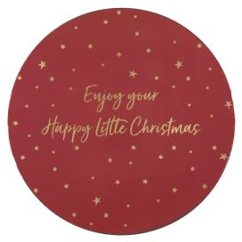 Červený servírovací talíř s hvězdičkami Happy Little Christmas - Ø 33*1 cm Clayre & Eef