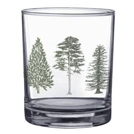 Transparentní sklenice na pití se stromky Natural Pine Trees - Ø 7*9 cm / 230 ml Clayre & Eef