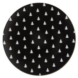 Černo-bílý servírovací talíř se stromky Black&White X-Mas - Ø 33*1 cm Clayre & Eef