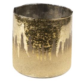 Zlatý skleněný svícen na čajovou svíčku M - Ø 10*10 cm Clayre & Eef