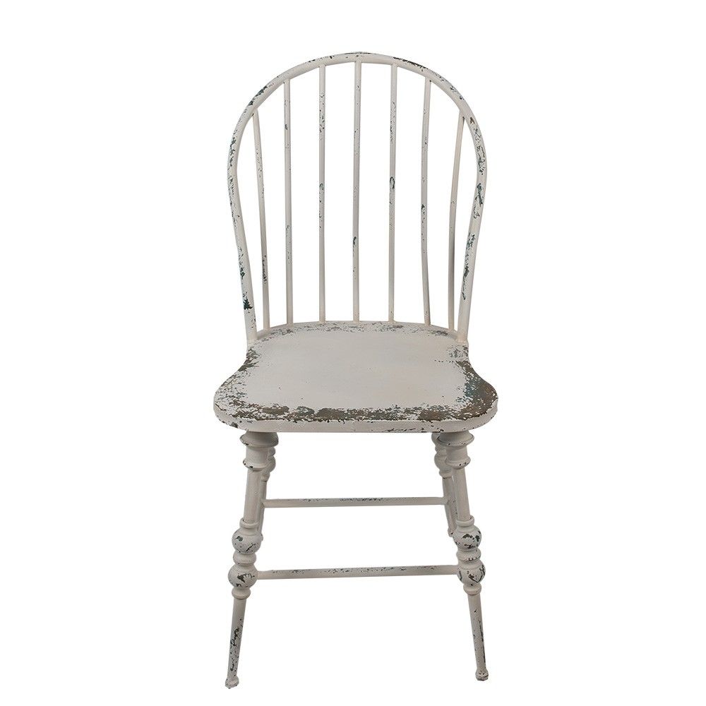 Bílá antik kovová jídelní židle Michel - 45*47*99 cm Clayre & Eef - LaHome - vintage dekorace