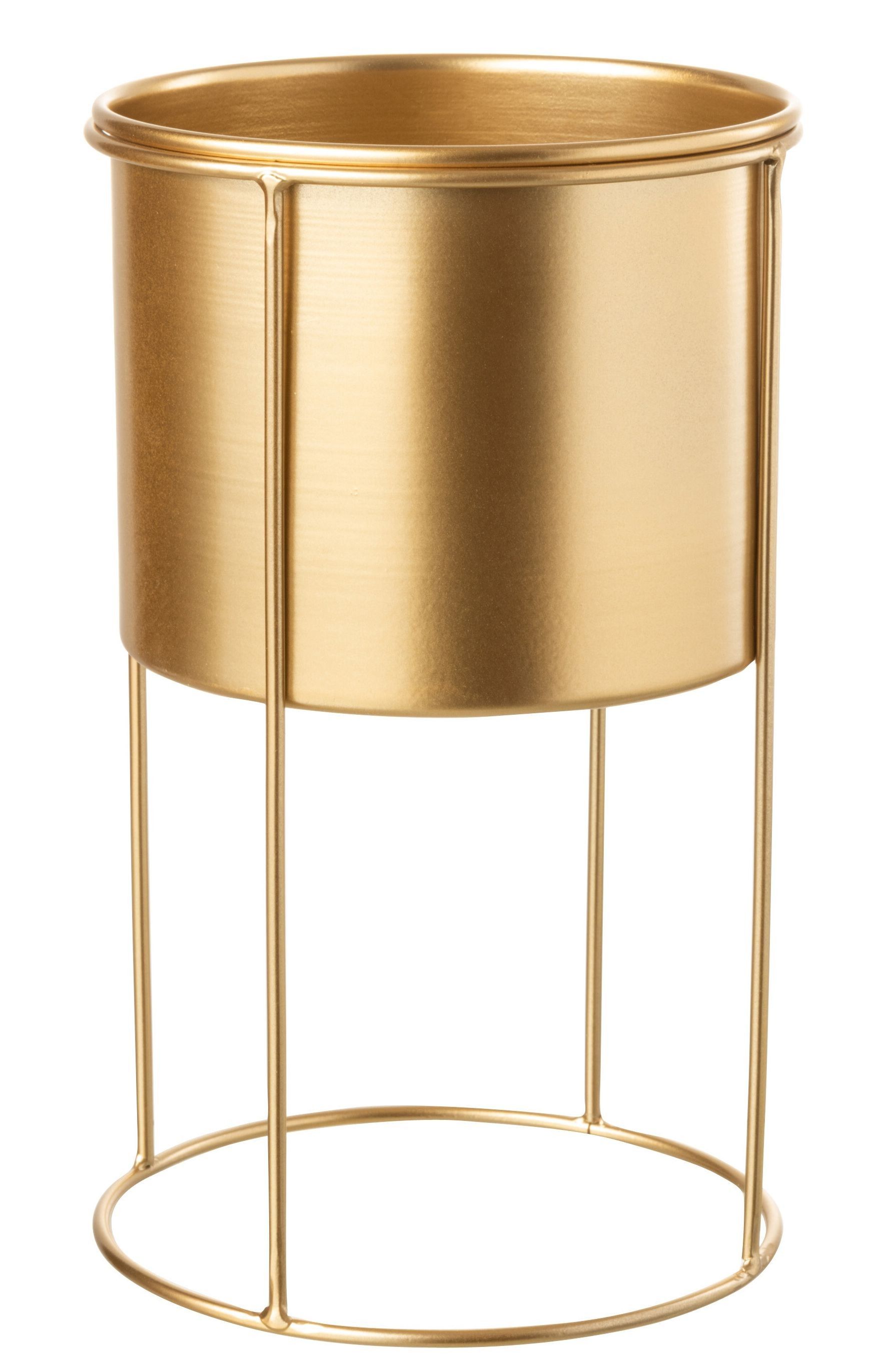 Zlatý kulatý kovový květináč na zlaté noze - Ø 18*32 cm J-Line by Jolipa - LaHome - vintage dekorace