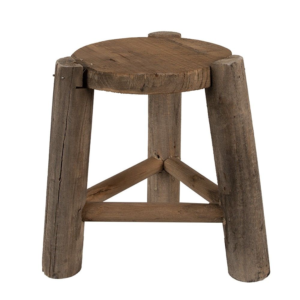 Hnědý dekorační květinový dřevěný kulatý stolek - Ø 18*21 cm Clayre & Eef - LaHome - vintage dekorace