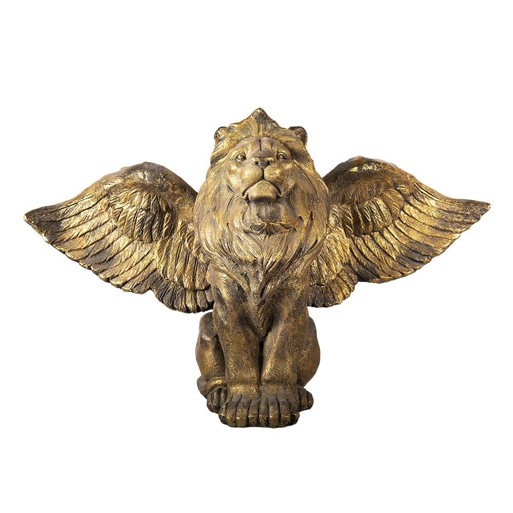 Zlatá antik dekorace socha lev s křídly Lion Gold - 100*50*62 cm Clayre & Eef - LaHome - vintage dekorace