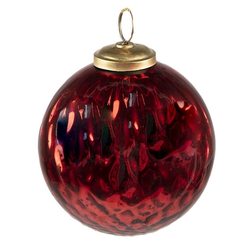 Červená vánoční skleněná ozdoba koule M - Ø 9*11 cm Clayre & Eef - LaHome - vintage dekorace