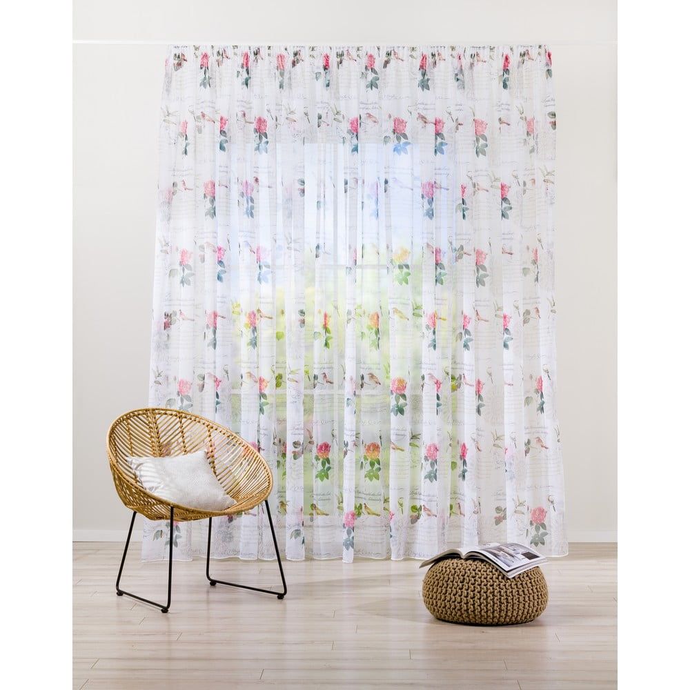Bílo-růžová záclona 300x245 cm Shoyo – Mendola Fabrics - Bonami.cz