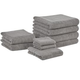 Sada 9 bavlněných ručníků šedé MITIARO