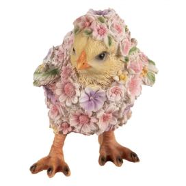 Dekorativní soška kuřátko poseté květinami - 11*11*14cm Clayre & Eef LaHome - vintage dekorace