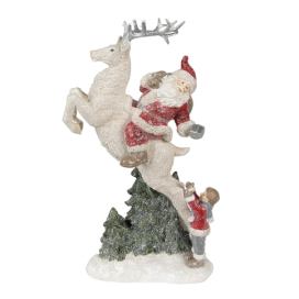 Vánoční dekorace socha Santa na jelínkovi - 19*10*33 cm Clayre & Eef