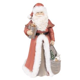 Vánoční dekorace socha Santa v červeném a s dárky - 16*16*31 cm Clayre & Eef