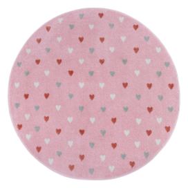 Růžový dětský koberec ø 140 cm Little Hearts – Hanse Home