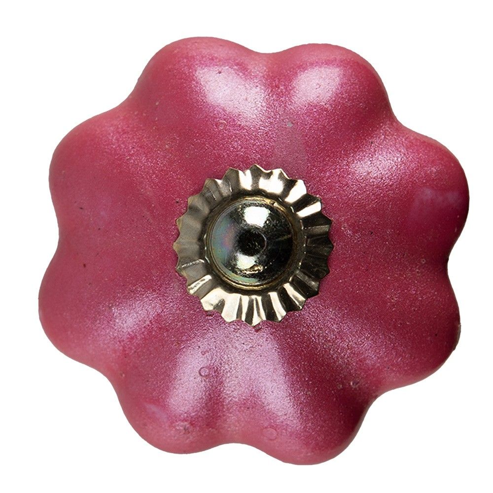 Malinová keramická úchytka knopka ve tvaru květiny - Ø 4*4 cm Clayre & Eef - LaHome - vintage dekorace