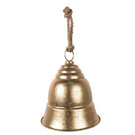 Zlatý antik dekorační zvonek na jutovém provázku - Ø 30*35 cm Clayre & Eef