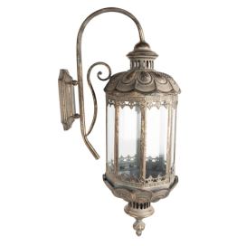 Zlatá antik nástěnná kovová lampa ve tvaru lucerny Milia - 29*23*65 cm E14/max 1*60W Clayre & Eef