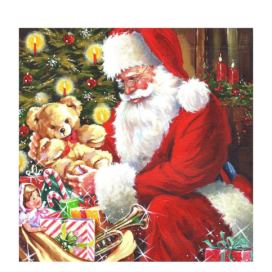 Papírové kapesníky Santa s medvídkem u stromečku - 33*33 cm (20ks) J-Line by Jolipa