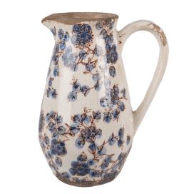 Dekorativní keramický džbán s modrými květy Blusia S - 17*13*22 cm Clayre & Eef